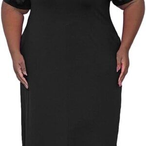 Plus Size Maxi Dress Womens Oversized Short Sleeve V Neck Casual Beach Dress